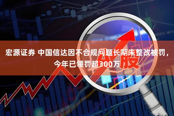 宏源证券 中国信达因不合规问题长期未整改被罚，今年已领罚超300万